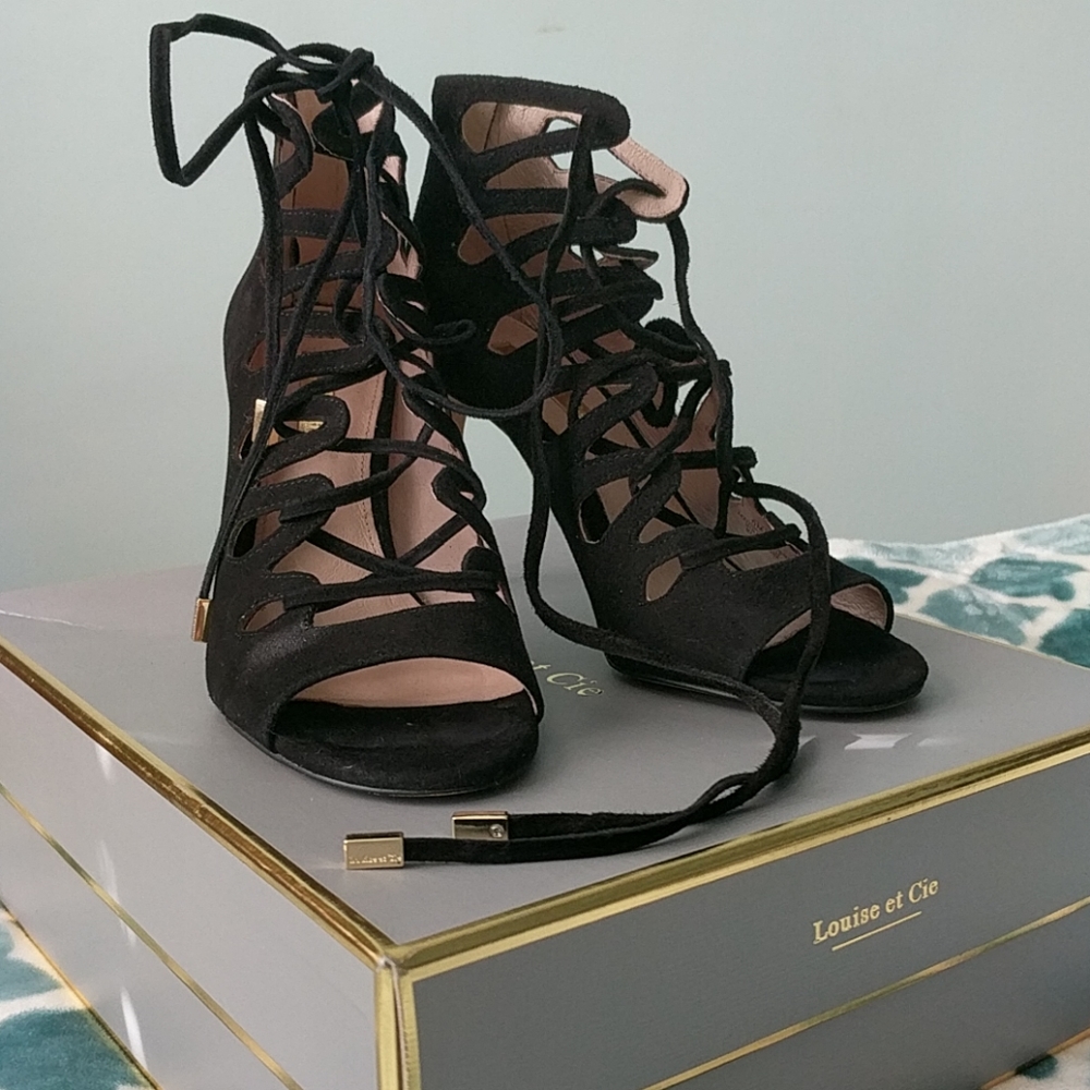 Louise et Cie Lace-Up Suede Cage Heels